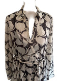 MINT VELVET BROWN & BEIGE PRINT LONG SLEEVED FIT & FLARE DRESS  SIZE 14