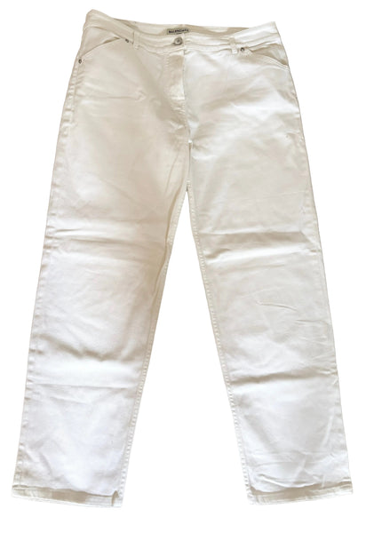 BALENCIAGA PARIS WHITE DENIM STRAIGHT LEG HIGH RISE JEANS (2015) SIZE 42 UK 14