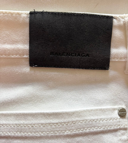 BALENCIAGA PARIS WHITE DENIM STRAIGHT LEG HIGH RISE JEANS (2015) SIZE 42 UK 14