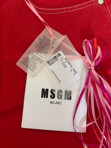 BRAND NEW MSGM RED DENIM HIGH RISE CROP JEANS SIZE 46 UK 14