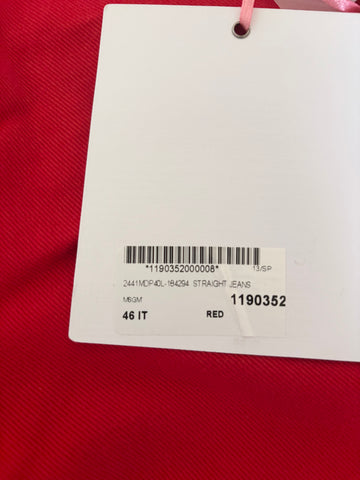 BRAND NEW MSGM RED DENIM HIGH RISE CROP JEANS SIZE 46 UK 14