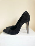 REISS BLACK SPARKLE RHINESTONE ENCRUSTED LEATHER HEELS SIZE 7/40