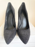 REISS BLACK SPARKLE RHINESTONE ENCRUSTED LEATHER HEELS SIZE 7/40