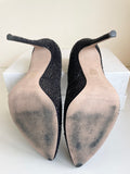 REISS BLACK SPARKLE RHINESTONE ENCRUSTED LEATHER HEELS SIZE 7/40
