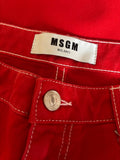 BRAND NEW MSGM RED DENIM HIGH RISE CROP JEANS SIZE 46 UK 14