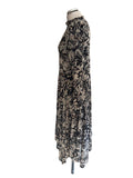 MINT VELVET BLACK & BEIGE PRINT HIGH NECK LONG SLEEVED MIDI DRESS  SIZE 14