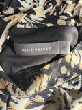 MINT VELVET BLACK & BEIGE PRINT HIGH NECK LONG SLEEVED MIDI DRESS  SIZE 14