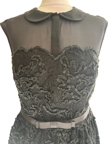 TED BAKER RANNI BLACK LACE COLLARED SPECIAL OCCASION DRESS SIZE 3 UK 12