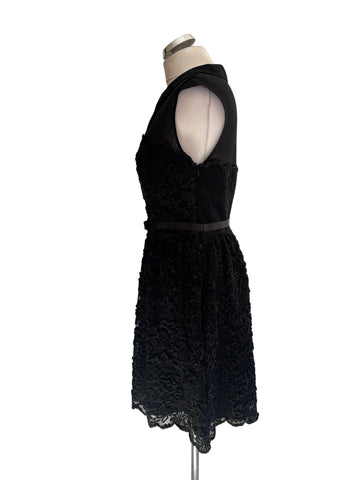 TED BAKER RANNI BLACK LACE COLLARED SPECIAL OCCASION DRESS SIZE 3 UK 12