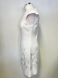 TED BAKER ZALAD WHITE JACQUARD SLEEVELESS A LINE SPECIAL OCCASION  DRESS SIZE 2 UK 10/12