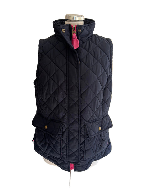 JOULES NAVY BLUE & PINK LINED QUILTED GILET SIZE M/L