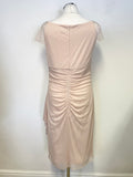 GINA BACCONI NUDE & SILVER BEAD TRIMMED SPECIAL OCCASION PENCIL DRESS SIZE 14