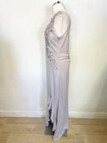LIPSY VIP GREY LACE BODICE FRILLED FRONT SPLIT LONG EVENING/PROM DRESS SIZE 14