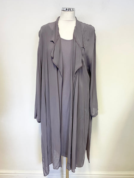 BELLA DONNA GRAPE LONG ASYMMETRIC LONG TOP & MATCHING OVER JACKET ONE SIZE APPROX M/L