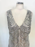 LIPSY VIP GREY & SILVER SEQUINNED TIERED SKIRT LONG EVENING/PROM DRESS SIZE 16