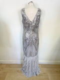 LIPSY VIP GREY & SILVER SEQUINNED TIERED SKIRT LONG EVENING/PROM DRESS SIZE 16