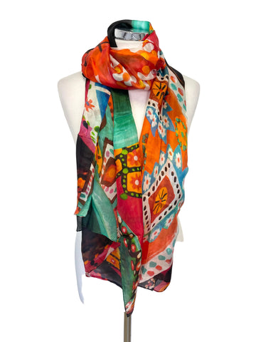 RA - ROYAL ACADEMY OF ARTS 100% SILK MULTI COLOURED WRAP/SCARF