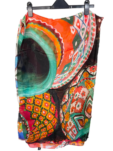 RA - ROYAL ACADEMY OF ARTS 100% SILK MULTI COLOURED WRAP/SCARF