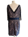 BRAND NEW ZEILA DONNA NAVY LACE OVERLAY PINK LINED SPECIAL OCCASION DRESS SIZE 18