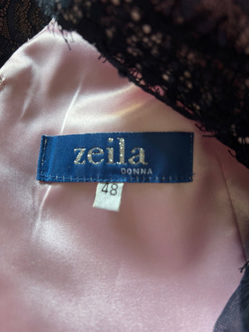 BRAND NEW ZEILA DONNA NAVY LACE OVERLAY PINK LINED SPECIAL OCCASION DRESS SIZE 18