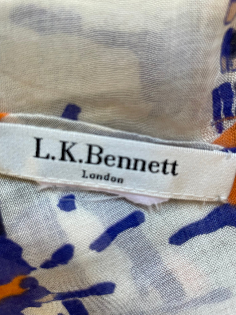 LK BENNETT IVORY, BLUE & ORANGE PRINT SCARF/ WRAP – Whispers Dress Agency