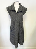 MASAI GREY CRINKLE EFFECT COLLARED CAP SLEEVE POCKETED A LINE DRESS SIZE S