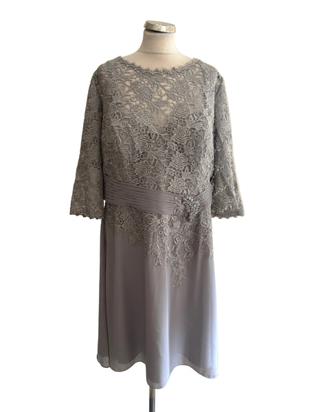 BRAND NEW VENI INFANTINO FOR RONALD JOYCE GREY LACE SPECIAL OCCASION DRESS SIZE 20