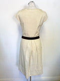 ITALIAN DESIGNER ALBERTA FERRETTI CREAM CAP SLEEVE BELTED DRESS SIZE UK 10