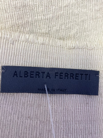 ITALIAN DESIGNER ALBERTA FERRETTI CREAM CAP SLEEVE BELTED DRESS SIZE UK 10