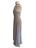 OASIS GREY TWIST NECKLINE KNIFE PLEATED LONG OCCASION/EVENING DRESS SIZE 10&nbsp;