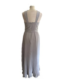 OASIS GREY TWIST NECKLINE KNIFE PLEATED LONG OCCASION/EVENING DRESS SIZE 10&nbsp;