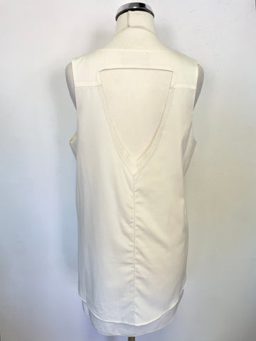HUSH IVORY DOUBLE LAYERED V NECK SLEEVELESS CUT OUT REAR TOP SIZE 10