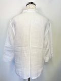MAGEE 100% LINEN WHITE V NECK 3/4 SLEEVED TOP SIZE 12