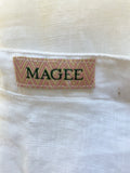 MAGEE 100% LINEN WHITE V NECK 3/4 SLEEVED TOP SIZE 12