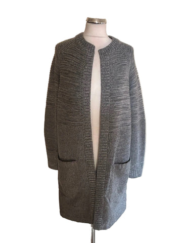 BANANA REPUBLIC GREY RIB KNIT HEAVY WEIGHT LONG CARDIGAN  SIZE M