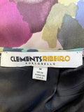 CLEMENTS RIBEIRO MULTI COLOURED FLORAL PRINT WRAP FRONT SKIRT SIZE 12