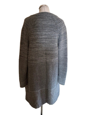 BANANA REPUBLIC GREY RIB KNIT HEAVY WEIGHT LONG CARDIGAN  SIZE M