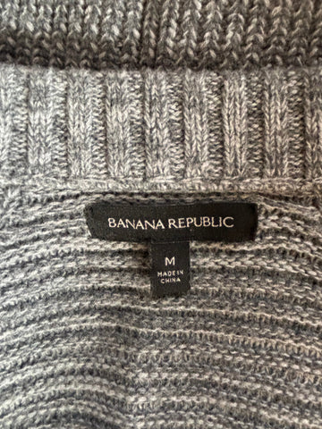 BANANA REPUBLIC GREY RIB KNIT HEAVY WEIGHT LONG CARDIGAN  SIZE M