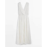 BRAND NEW MASSIMO DUTTI WHITE TIERED MAXI DRESS SIZE 14