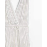 BRAND NEW MASSIMO DUTTI WHITE TIERED MAXI DRESS SIZE 14