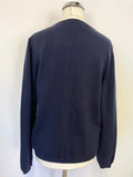 ISLE 100% CASHMERE NAVY BLUE V NECK LONG SLEEVED JUMPER SIZE M