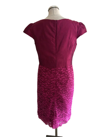BRAND NEW RENATA FUSHIA PINK LACE DRESS & BOLERO JACKET SIZE 14/16