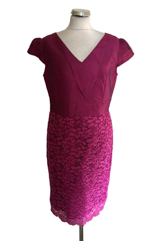 BRAND NEW RENATA FUSHIA PINK LACE DRESS & BOLERO JACKET SIZE 14/16