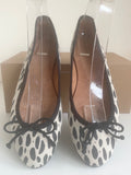 BRAND NEW HOBBS CREAM & BLACK PRINT BALLERINA FLATS SIZE 7/40