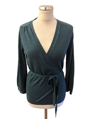 GAP 100% ITALIAN MERINO WOOL TEAL WRAP FRONT JUMPER  SIZE L