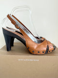 UNISA TAN LEATHER PLATFORM SOLE HIGH HEEL SANDALS SIZE 7/40