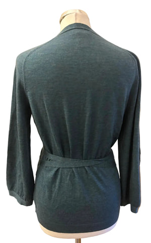 GAP 100% ITALIAN MERINO WOOL TEAL WRAP FRONT JUMPER  SIZE L