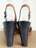 UNISA TAN LEATHER PLATFORM SOLE HIGH HEEL SANDALS SIZE 7/40