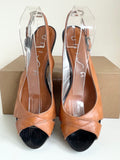UNISA TAN LEATHER PLATFORM SOLE HIGH HEEL SANDALS SIZE 7/40