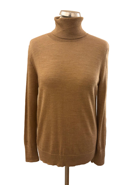 GAP 100% EXTRA FINE MERINO WOOL CAMEL POLO NECK JUMPER  SIZE M